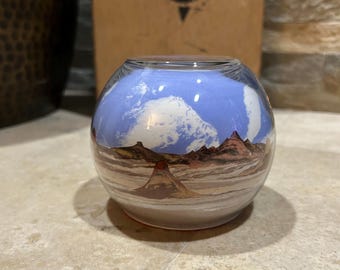 vintage Southwestern Dessert sand art glass paperweight