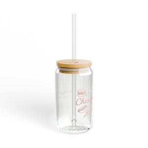 Chicago Sipper Glass, 16oz - Cityscape Drinking Cup with Straw, Chicago Skyline Souvenir, Windy City Travel Tumbler, Illinois Gift, Urban