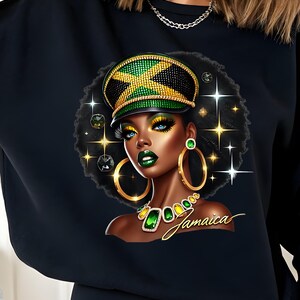 Abbigliamento patriottico da donna con colori giamaicani, bandiera della Giamaica, PNG SVG