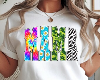 MAMA PNG | Colorful Mama Shirt Design | Smiley Cow Leopard Mama PNG | Trendy Mom Sublimation | Digital Download