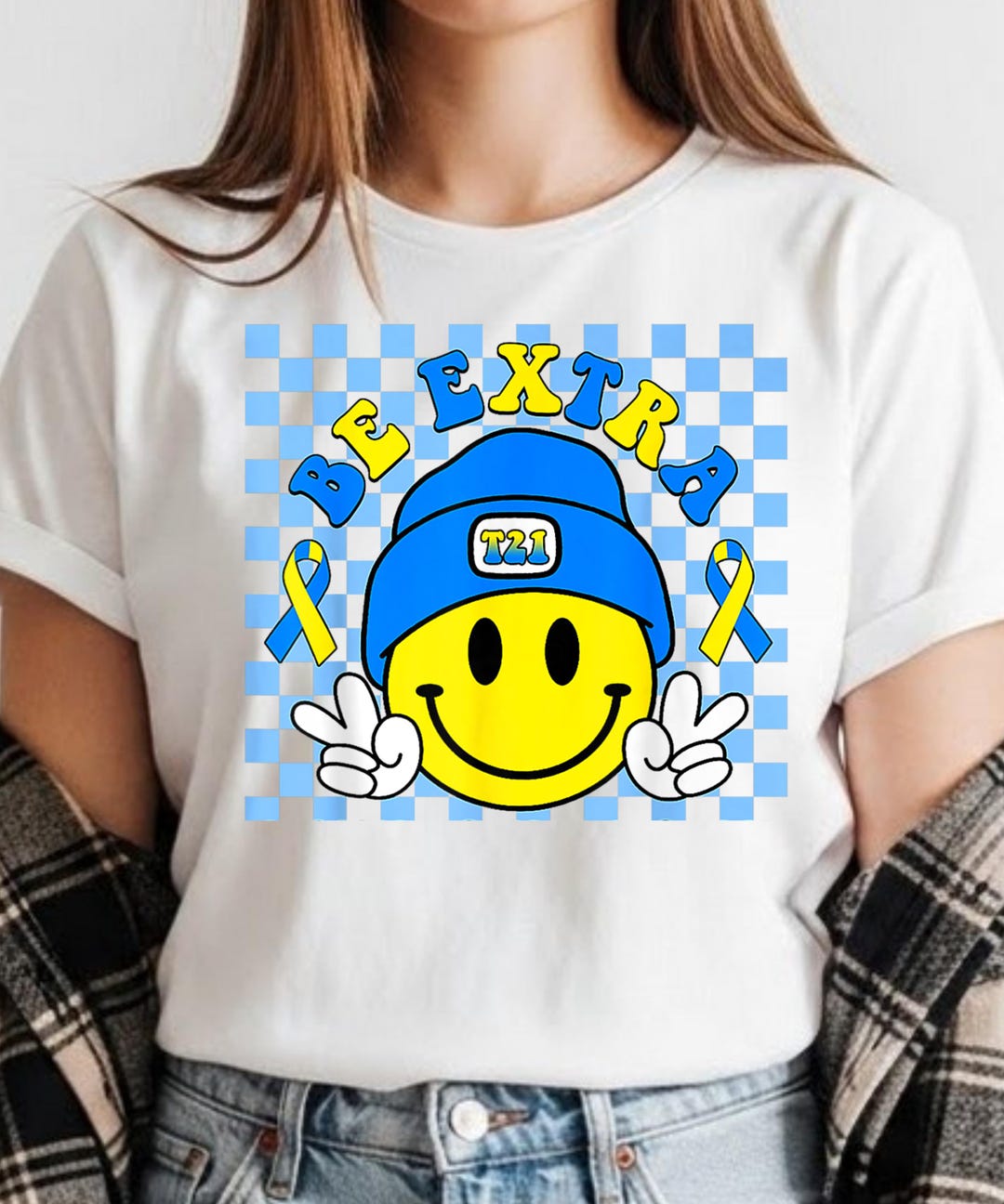 Be Extra Yellow and Blue Smile Face Down Syndrome Awareness Svg Png, in ...
