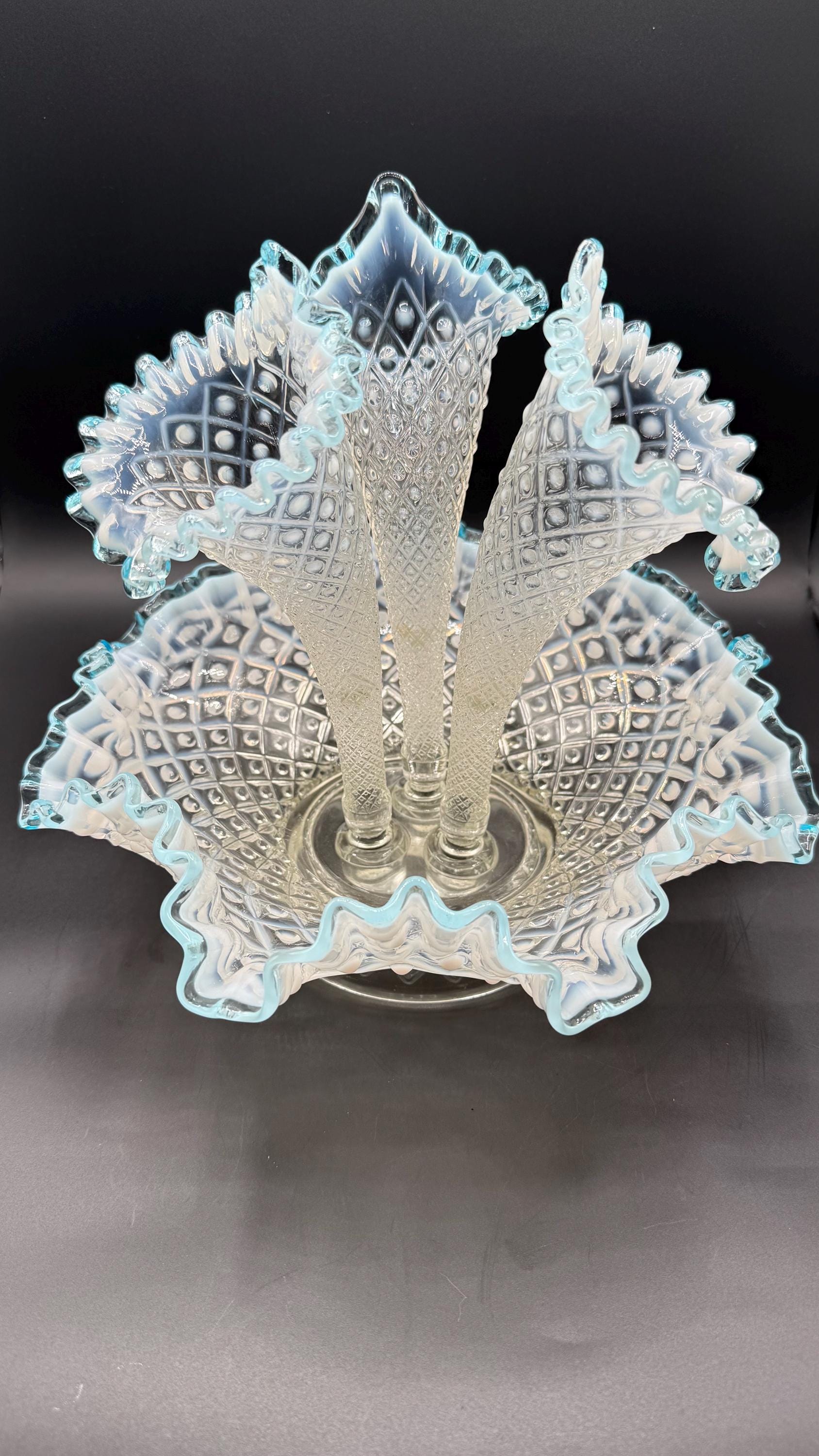 Fenton Aqua Crest Bowl - Etsy