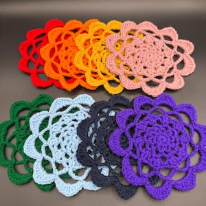 Crochet Lotus Doily: 7&quot; Altar Mat, Crystal Grid - Handmade