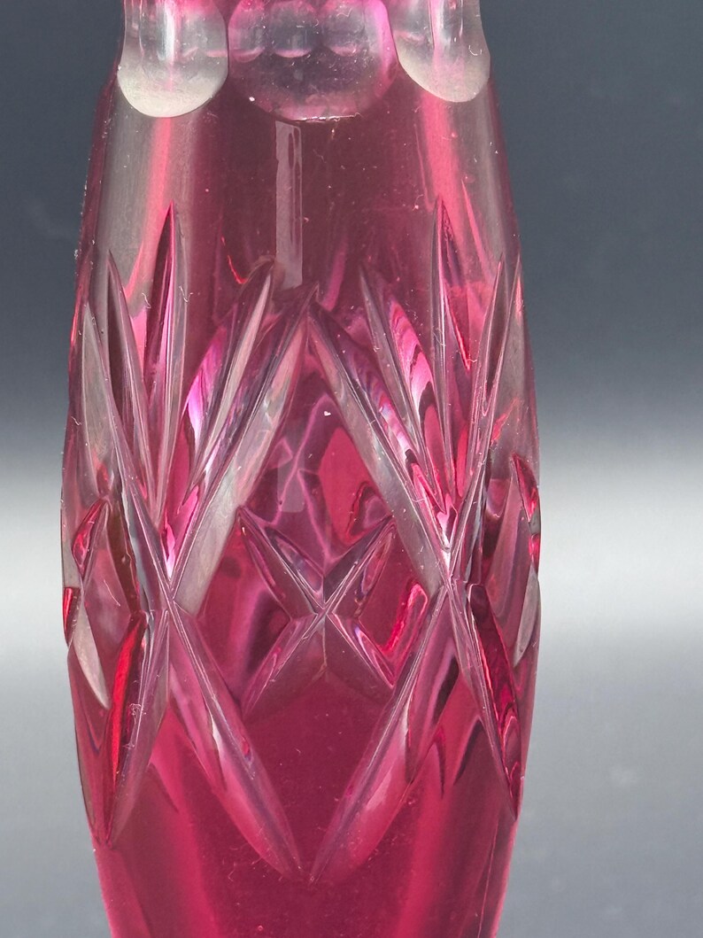 Vintage Ruby Cut-to-clear Crystal Vase – 10” Tall | Elegant Gothic ...