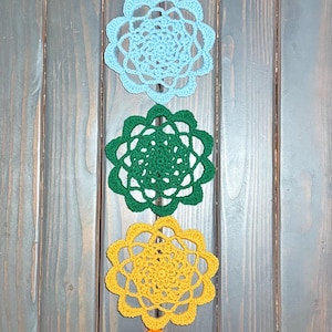 Crochet Chakra Lotus Doily Set: Handmade Altar Mats, Spiritual Decor
