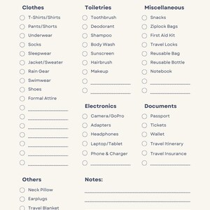 Editable Travel Packing List: Printable Vacation Planner (Digital Download)