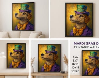 Arte de pared imprimible de perro del Carnaval: descarga instantánea / 6 tamaños incluidos