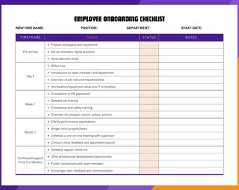 Lista de verificación para la incorporación de empleados: Plantilla imprimible de RR. HH. (Descarga digital)