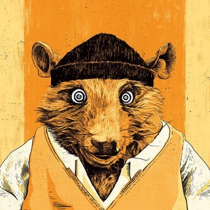 Póster artístico de 30 x 45 cm, firmado y fechado, de "No hay zarigüeyas en Roma", del fantástico Sr. Fox.