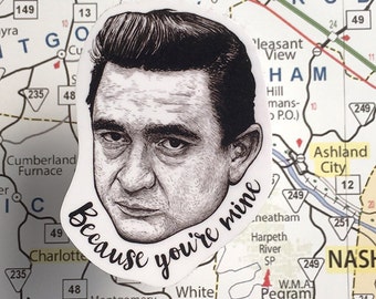 Johnny Cash Vinyl Laptop Sticker | Phone Decal