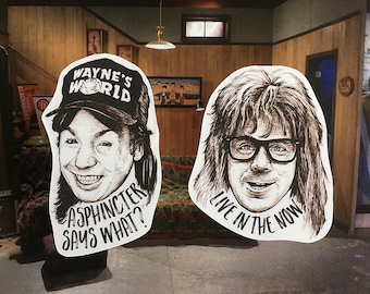 Wayne and Garth Vinyl Laptop Sticker | Phone Decal Set