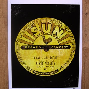 Elvis Presley Sun Record Art Print - 12x18 High Quality Digital Print poster