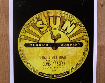 Elvis Presley Sun Record Art Print - 12x18 High Quality Digital Print poster