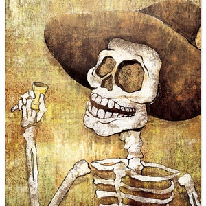 Dia de los Muertos Calavera Cheers - 12x18 signed and dated art print poster
