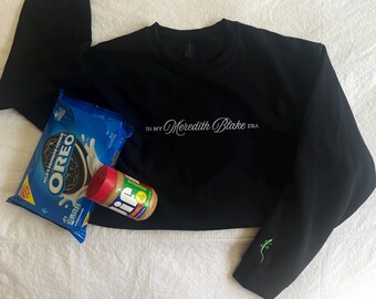 In My Meredith Blake Era Embroidered Sweatshirt – with Lizard Sleeve Funny 90s Villain Aesthetic, Cozy Bookish Hoodie, Parent Trap Gift