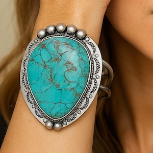 Brass Cuff, Big! Western Gemstone Bracelet 710714