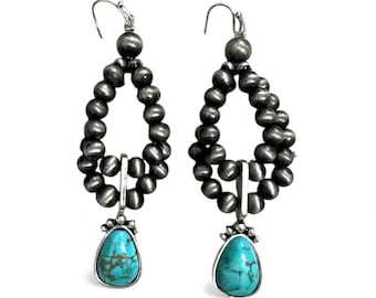 Squash Blossom Navajo Bead Handmade Earrings
