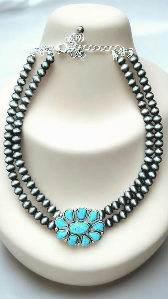 Handmade Western Style Turquoise Necklace 731774