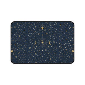 Celestial Zodiac Mousepad - Gold Constellations on Midnight Blue
