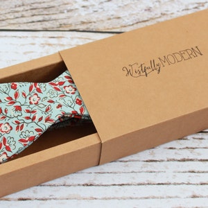 Handmade men's ditsy floral burgundy and blue self tie bow tie