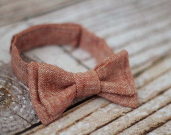 Handmade boys cinnamon rust bow tie with adjustable strap