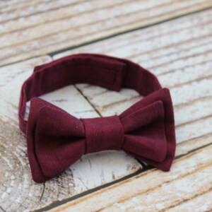 Handmade baby boys burgundy cotton bow tie with adjustable strap image 2