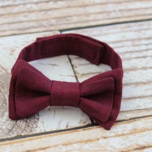 Handmade baby boys burgundy cotton bow tie with adjustable strap image 1