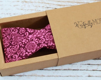 Handmade men's pink rococco self tie bow tie