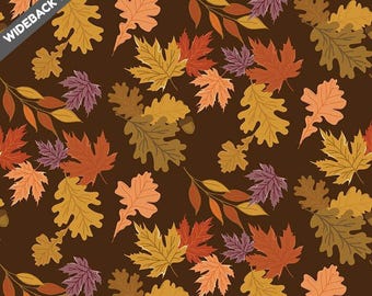 Wide Back The Awe of Autumn Leaves Brown - WB16199-BROWN - Black Riley Blake 107/108" Wide Quilting Cotton Fabric