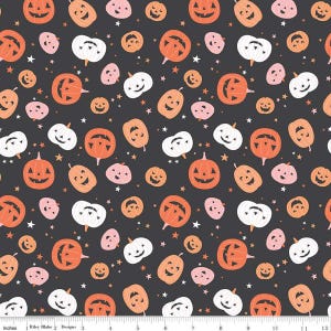 Hey Pumpkin Pumpkins Charcoal - C16031-CHARCOAL - Riley Blake Designs - Halloween Fabric -  Cotton Fabric by the yard