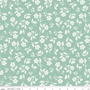 Meadow Moments Drifting Blooms Mint Fabric by the Yard or Fat Quarter | Riley Blake Designs