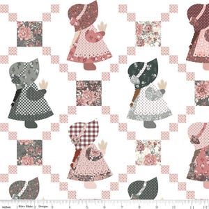 A Walk on the Prairie Sunbonnet Sue Wideback Fabric 107/108" White - Ray of Sonshine Design