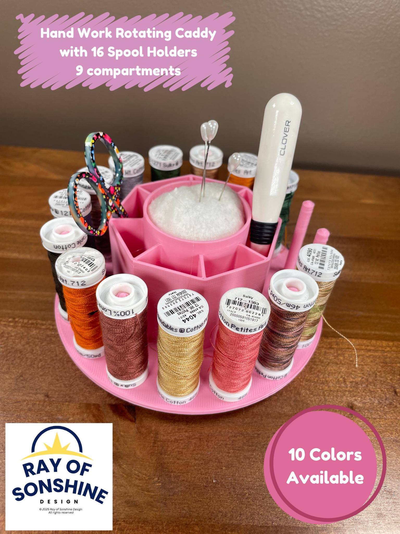 Hand Work Caddy Carousel, Thread Holder for Needlepoint