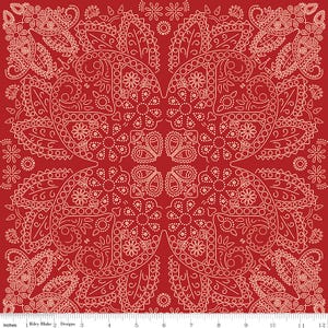 Tissu en flanelle rouge à motif bandana de cowboys, vendu au mètre - Quilts & Bags - Echo Park Paper Co. Pour Riley Blake