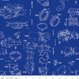 Outer Space by NASA Spacesuit Patent Blue - Riley Blake Designs - Cotton Fabric by the yard - C15485-BLUE