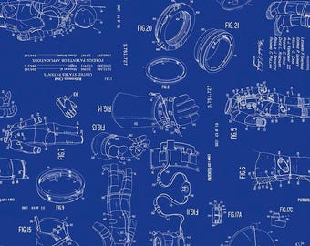 Outer Space by NASA Spacesuit Patent Blue - Riley Blake Designs - Cotton Fabric by the yard - C15485-BLUE