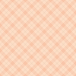 May include: A seamless pattern featuring a diagonal plaid design. The pattern consists of intersecting lines in a light peach color, creating a grid-like structure. The lines are overlaid on a soft peach background, offering a subtle, textured appearance.