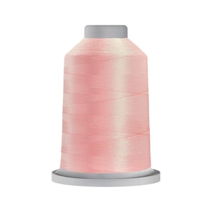 May include: A spool of pale pink thread, suitable for sewing and embroidery. The thread is tightly wound on a white and grey spool, forming a smooth, cylindrical shape. The thread has a subtle sheen, reflecting light.