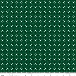 Tecido de algodão verde natalino com bolinhas suíças - Riley Blake Designs - vendido por metro