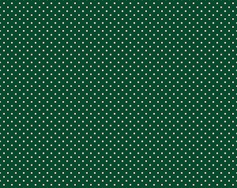 Tecido de algodão verde natalino com bolinhas suíças - Riley Blake Designs - vendido por metro