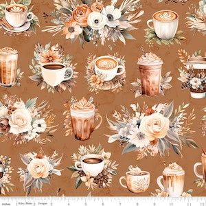 Coffee Time Main Cinnamon by Riley Blake - Quilting Cotton Fabric by the Yard - Riley Blake Designs - Cotton Fabric by the yard