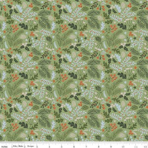 Santa&#39;s Tree Farm Berries & Boughs Green - Riley Blake Designs - Quilting Cotton Fabric by the yard - Holiday Christmas - C16452-GREEN