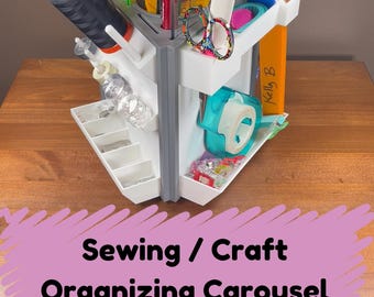 Rotating Sewing Notion - Craft Organizer - Tool and Supply Storage Carousel - Organizer