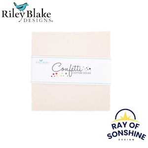 Confetti Cotton™ Ivory 5&quot; Stacker Charm Pack - Riley Blake Designs - 42 pieces - Precut Cotton Fabric Squares - 5-120-IVORY-42