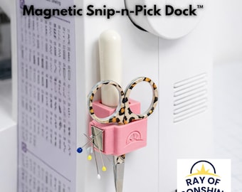 Magnetic Seam Ripper Holder for Sewing Machine | Scissor & Pin Organizer | Snip-n-Pick Dock™ | Sewing Notion