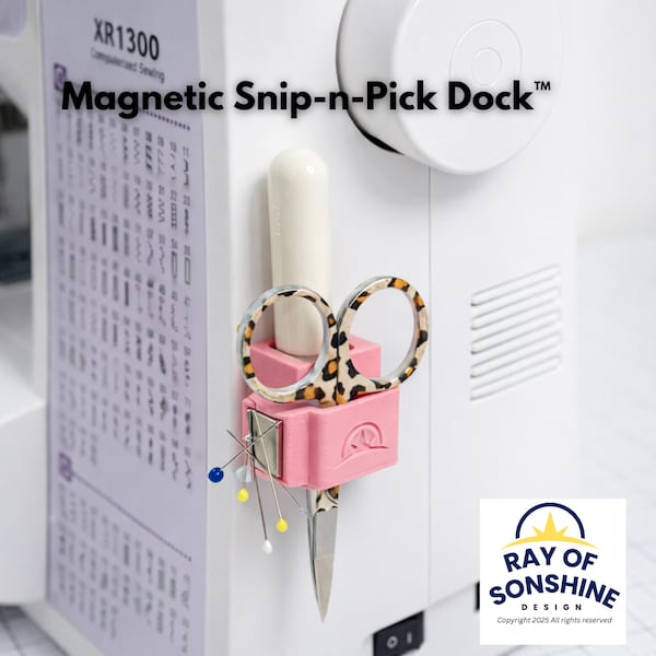 Soporte magnético para descosedor de costuras para máquina de coser / Organizador de tijeras y alfileres / Base Snip-n-Pick™ / Sewing Notion