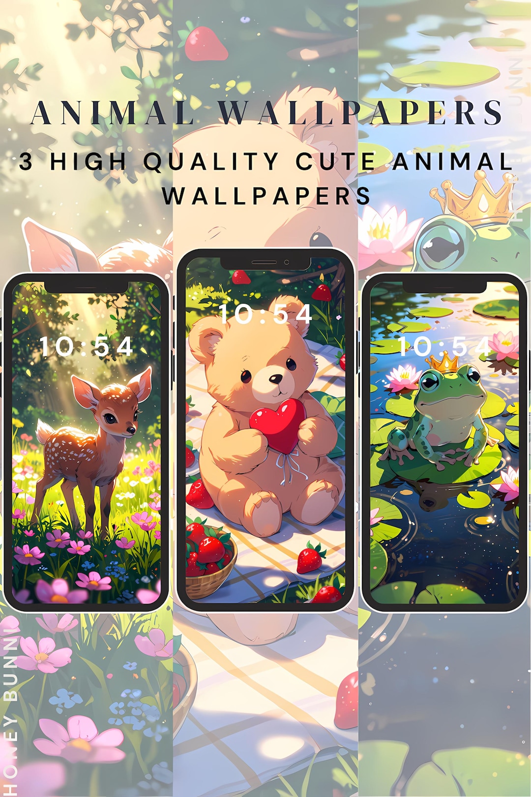 Cute & Aesthetic Animal Wallpaper Bundle Deer, Teddy, Bear, Frog