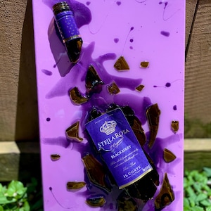 Broken Wine Bottle Glass Resin Wall Art