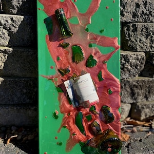 Broken Wine Bottle Glass Resin Wall Art