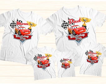 Custom Lightning Race Car Birthday Shirt for Kids, Personalized Name Age Tee, Cars Inspired Toddler Outfit, Disney Trip Birthday Gift